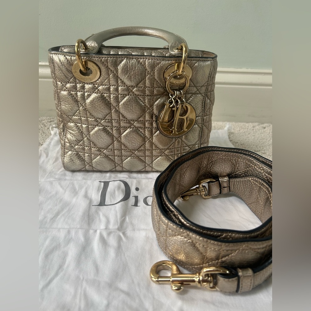 Lady DIOR Supple Gold with Strap - Small 💛